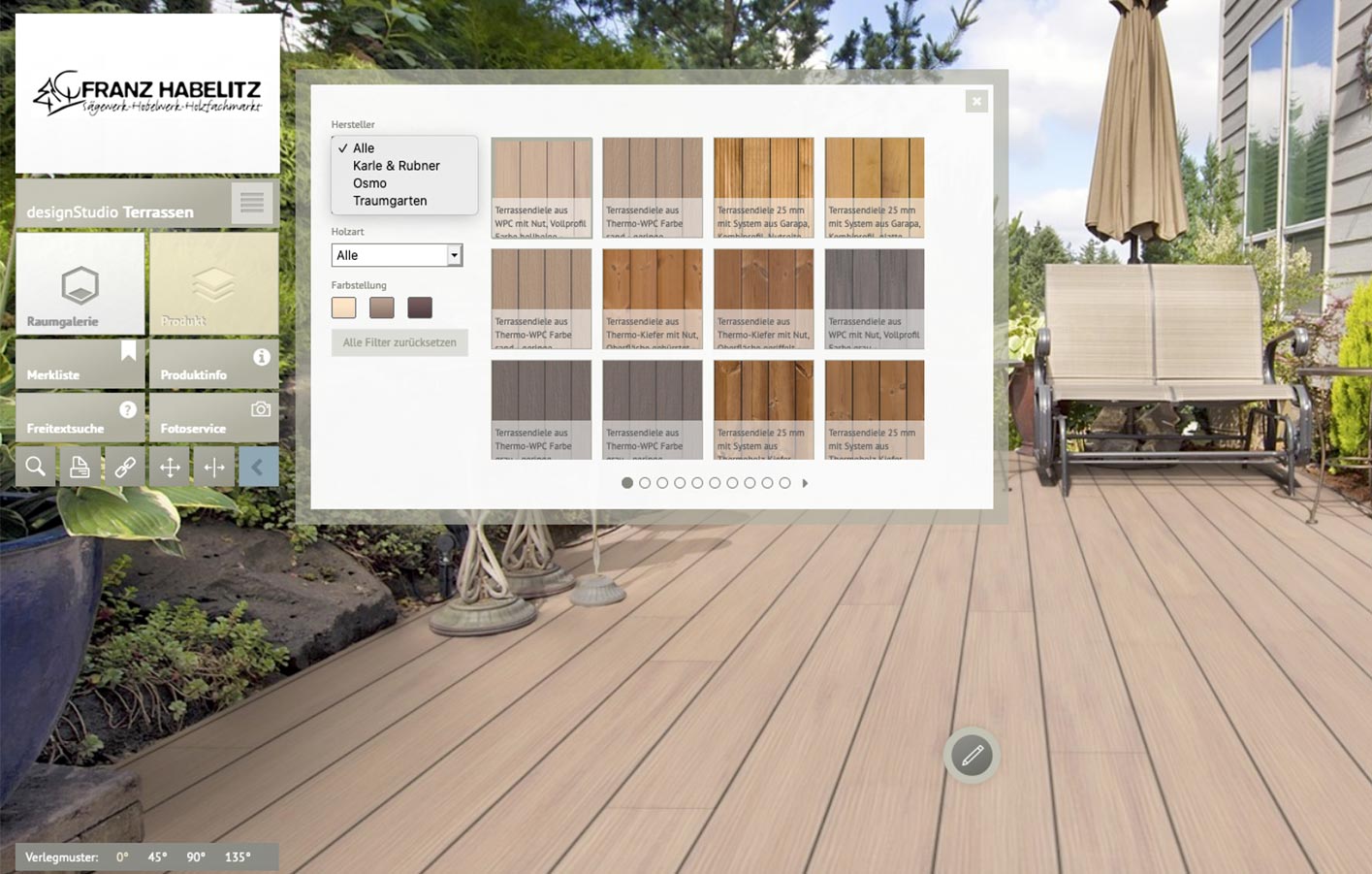Terrasse online verlegen mit dem designStudio Terrasse von Holz Habelitz